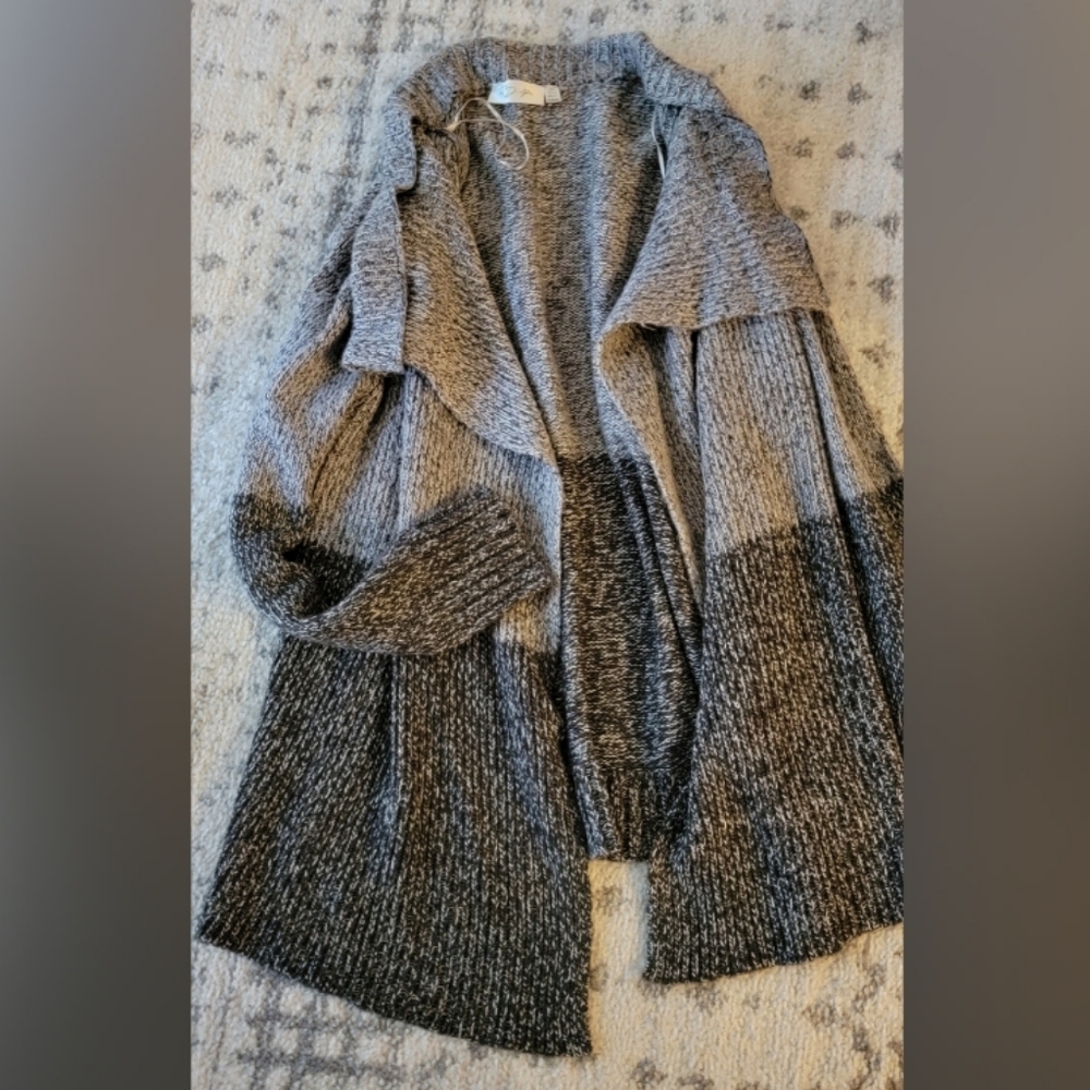 RD Style Open Front Nit Color Block Cardigan size L